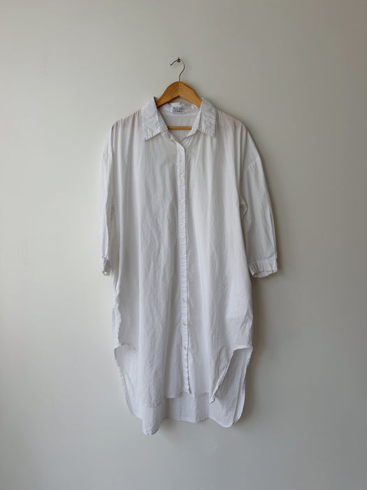 White Long Button Down Shirt | L