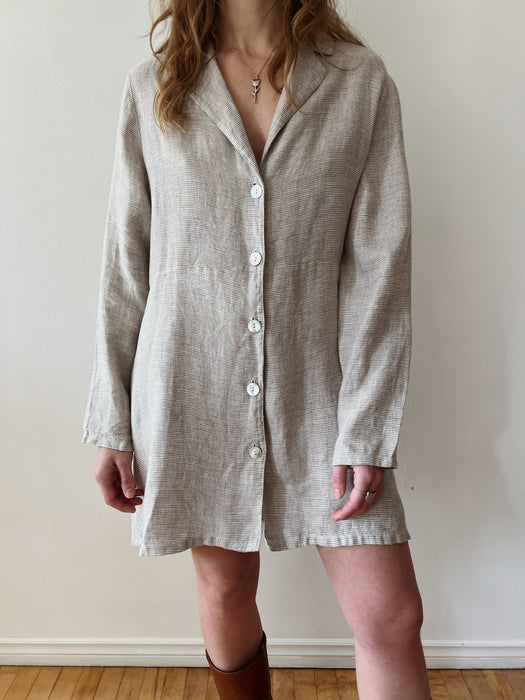 Sand Flowy Linen Button Up | L/XL
