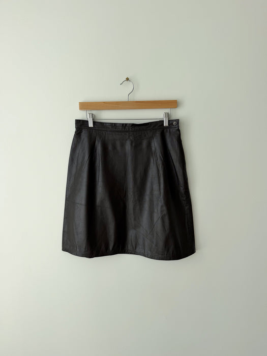 Dark Brown Leather Skirt | 30