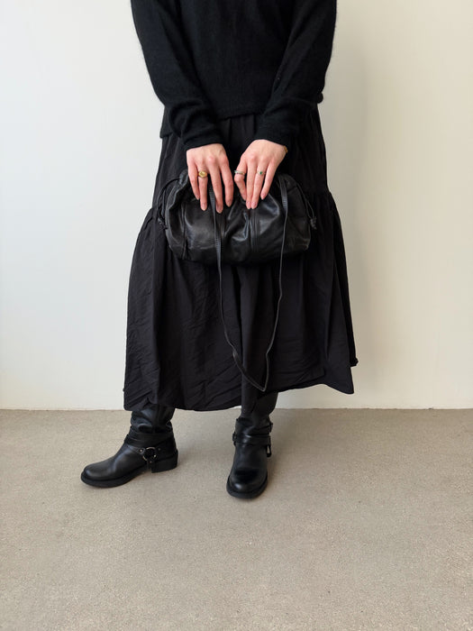 Black Leather Pouch Purse