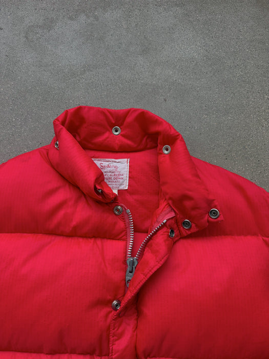 Red Down Puffer Vest | L