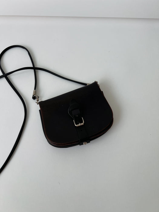 Black Leather Mini Belt Purse