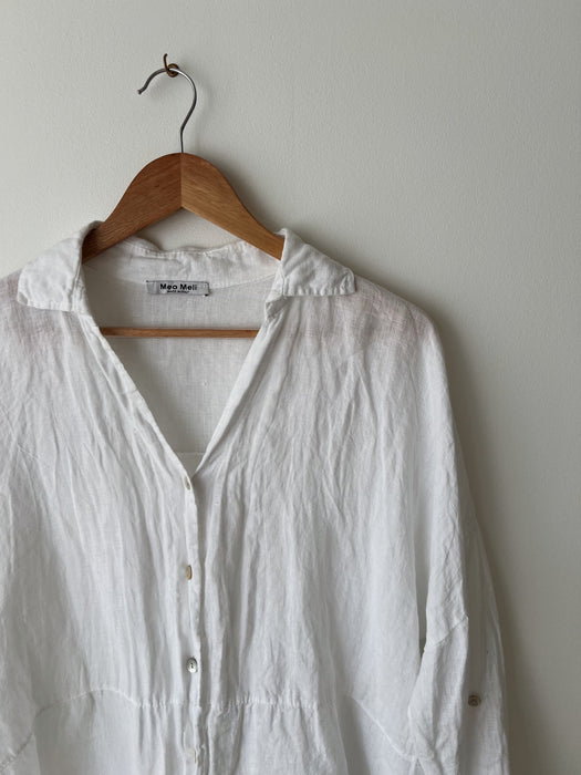 White Linen Blouse | L