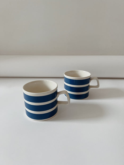 Blue Striped Coffee Mug Set
