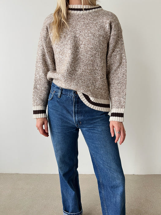 Tan Marled Knit Sweater | S
