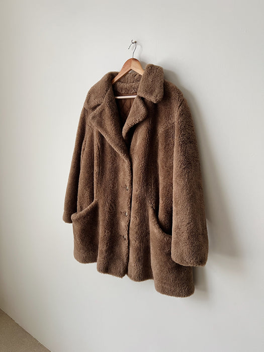 Brown Faux Fur Coat | XL