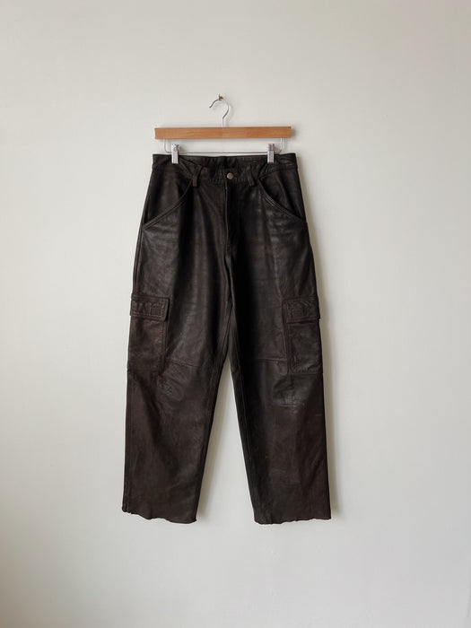 Brown Leather Cargo Pants | 30