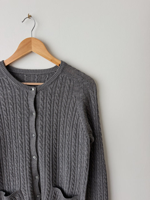 Grey Cable Knit Cardigan | S/M