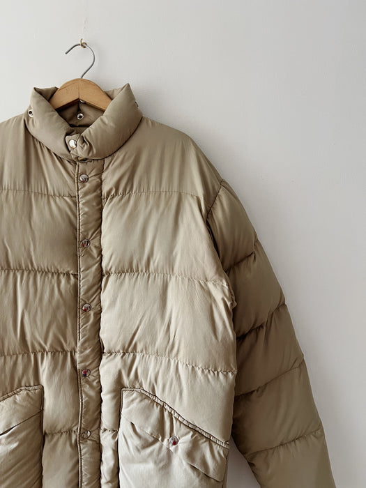 Beige Down Puffer Coat | L/XL