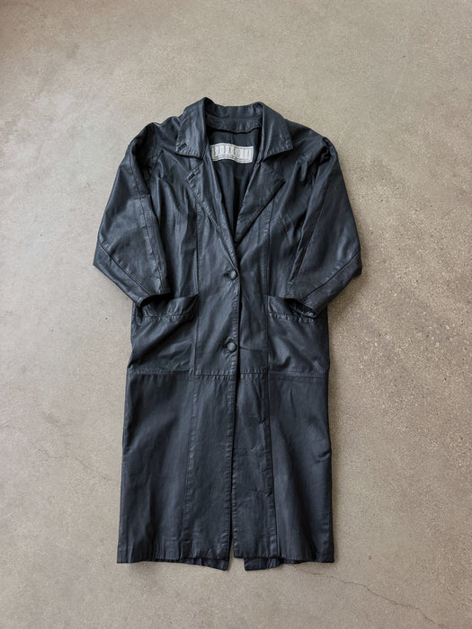 Black Leather Trench Coat | L/XL