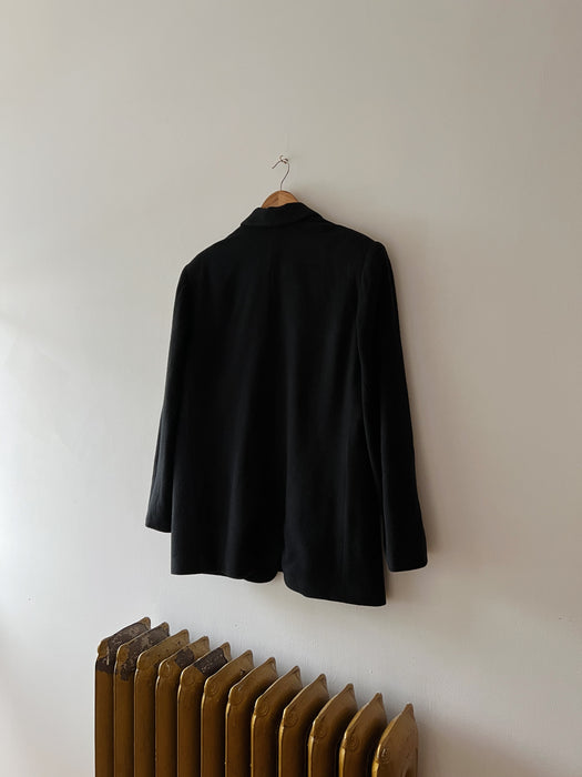 Black Wool Blend Blazer | XL