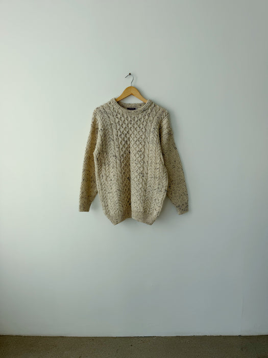 Cream Speckled Fisherman's Knit Sweater | M/L