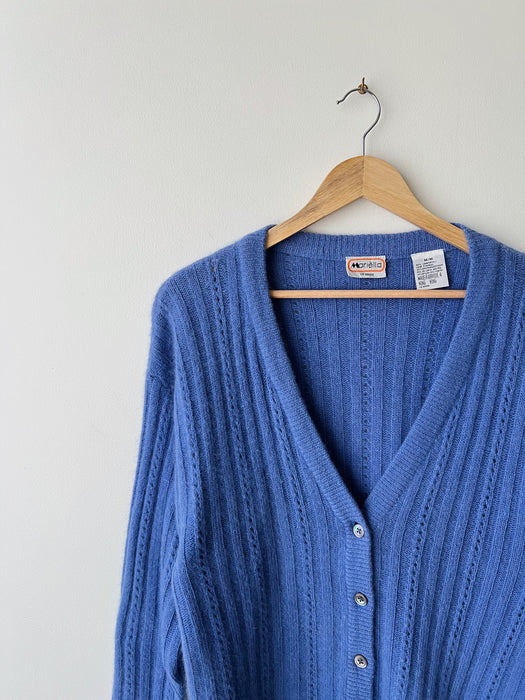 Blue Lambswool Angora Cardigan | M