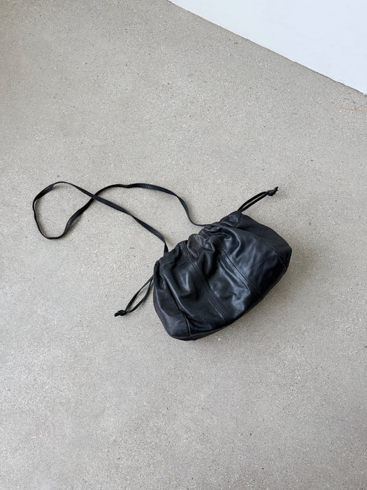 Black Leather Pouch Purse