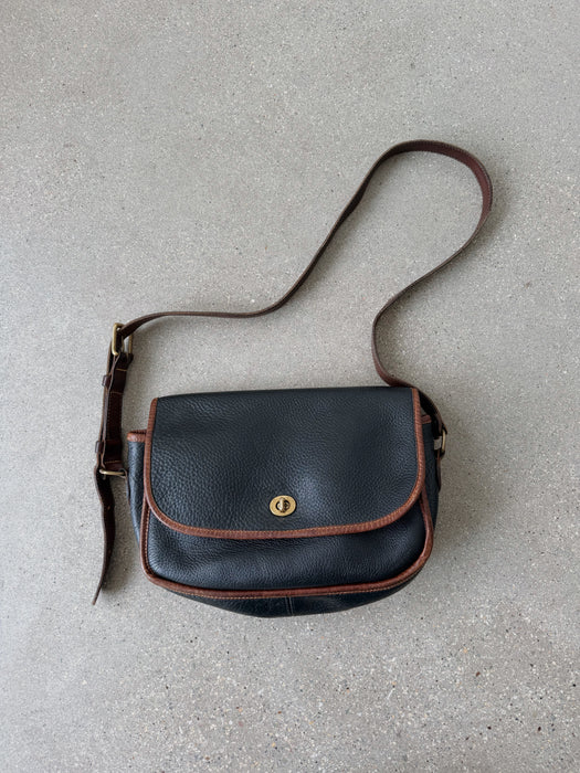 Black Pebbled Leather Roots Bag