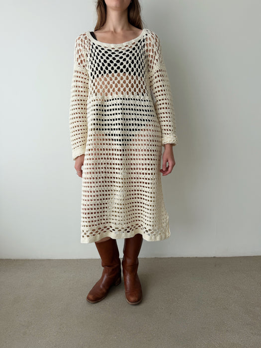 Cream Crochet Dress | XL