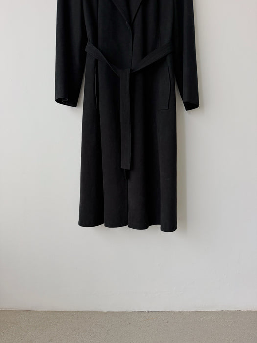 Black Ultrasuede Wrap Coat | M