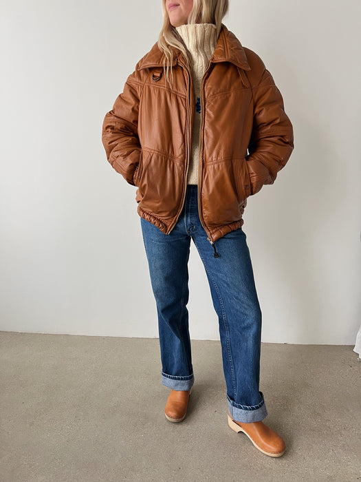 Camel Leather Bomber | L