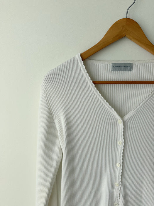 White Ribbed Cardigan | M