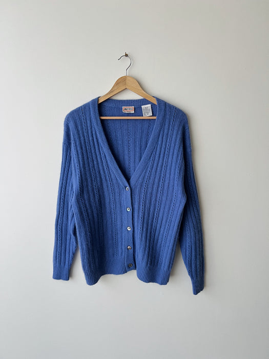 Blue Lambswool Angora Cardigan | M