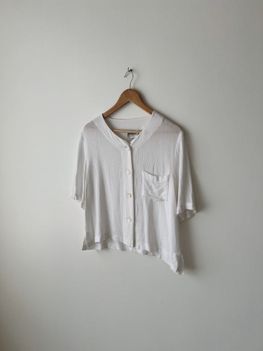 Cropped White Button Up | M