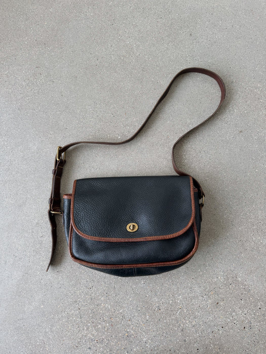 Black Pebbled Leather Roots Bag
