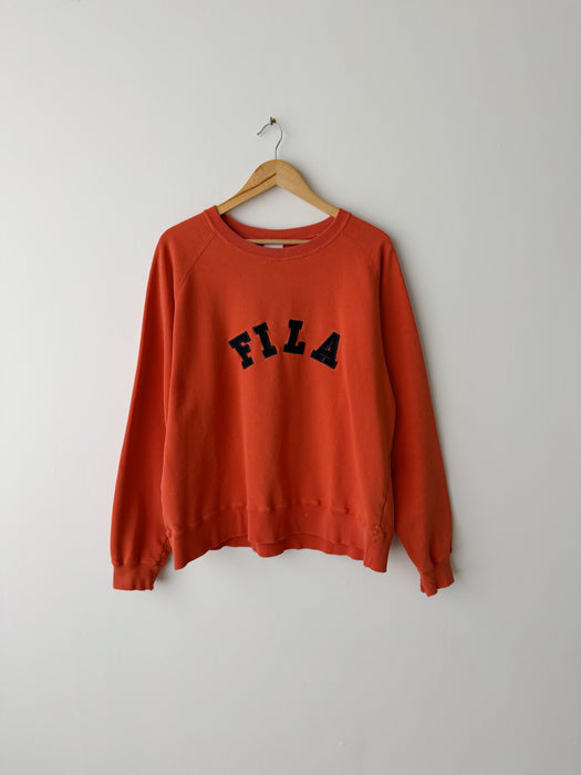 Distressed FILA Sweatshirt | XL