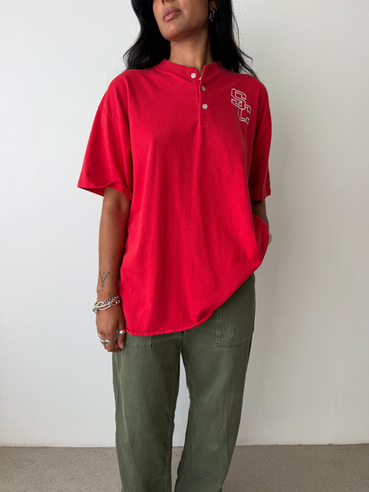 Red Henley Tee | XL