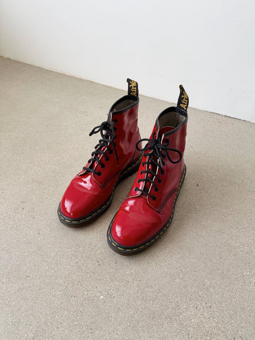 Red Patent Leather Dr Martens Boots | 9.5