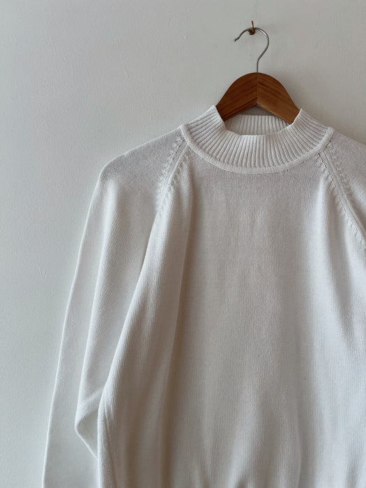 White Knit Mockneck Sweater | M