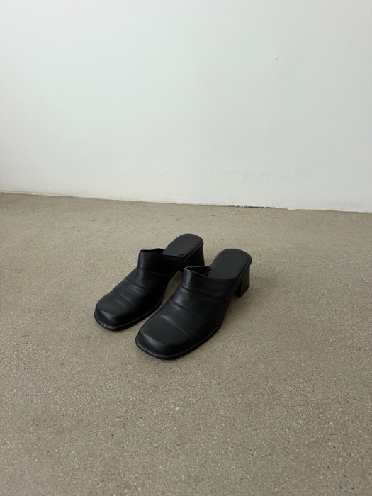 Black Leather Mules | 9