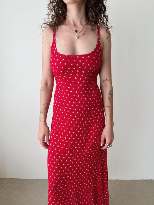Red Floral Dress | L