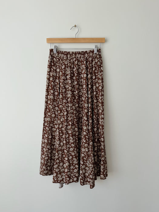 Brown Floral Skirt | XS