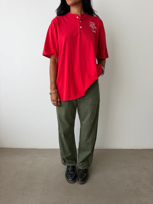 Red Henley Tee | XL