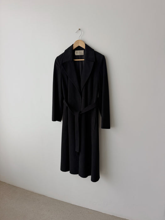 Black Ultrasuede Wrap Coat | M