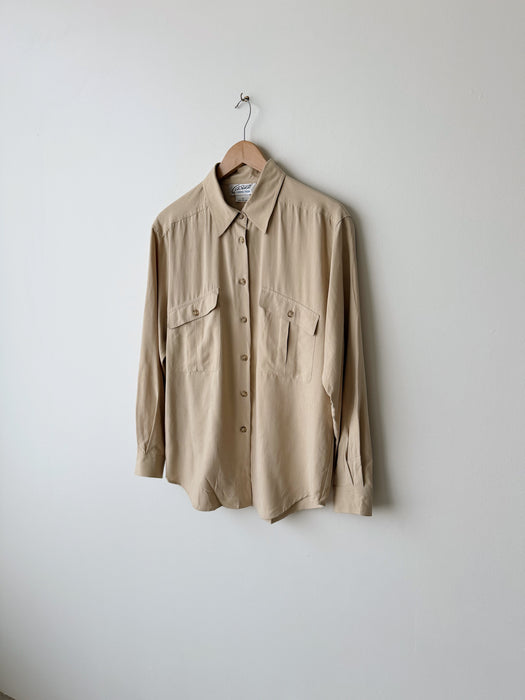 Beige Silk Button Up | L