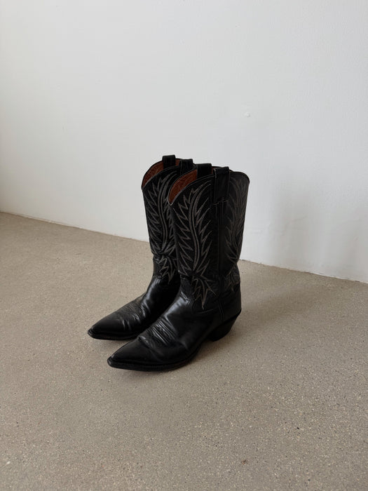 Black Leather Cowboy Boot | 7