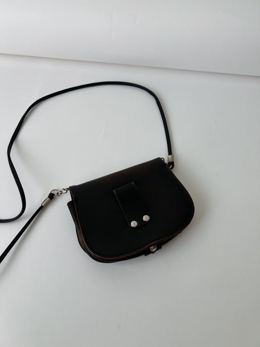 Black Leather Mini Belt Purse