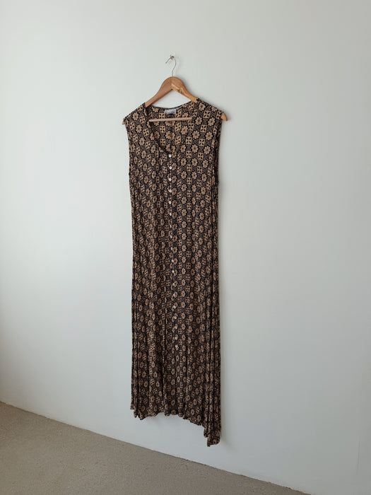 Beige & Black Patterned Dress | L