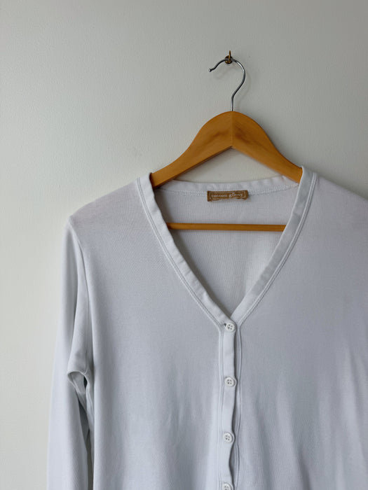 White Cotton Cardigan | M