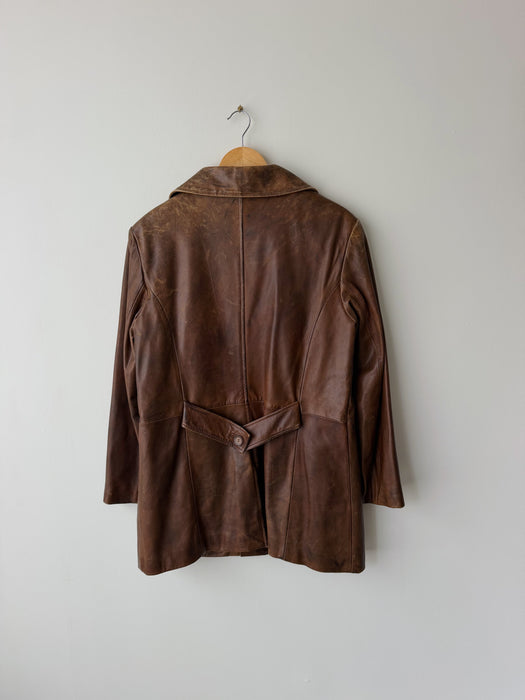 Distressed Brown Leather Jacket | L