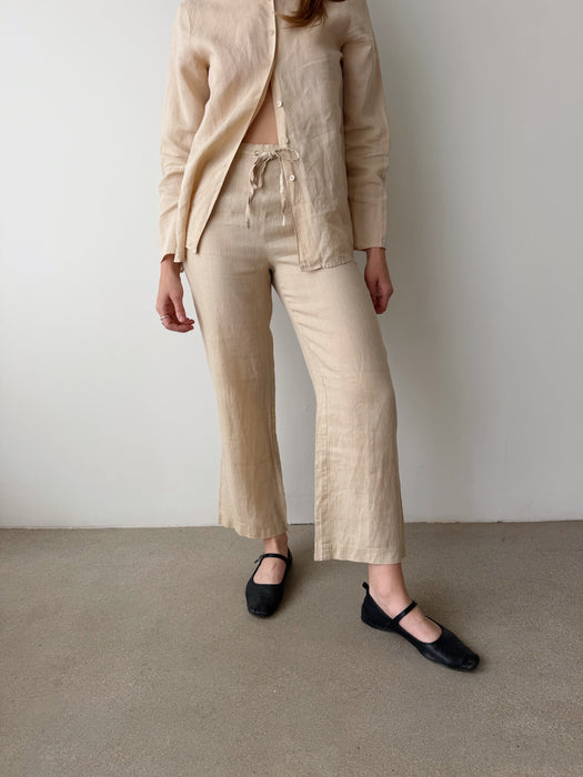 Beige Linen Pants | S