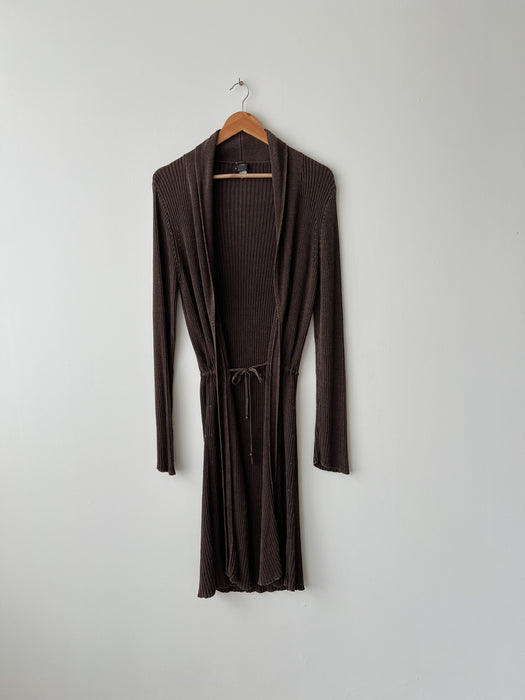 Brown Silk Knit Duster | M/L
