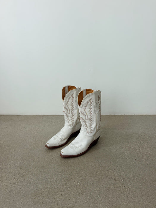 White Leather Cowboy Boots | 9