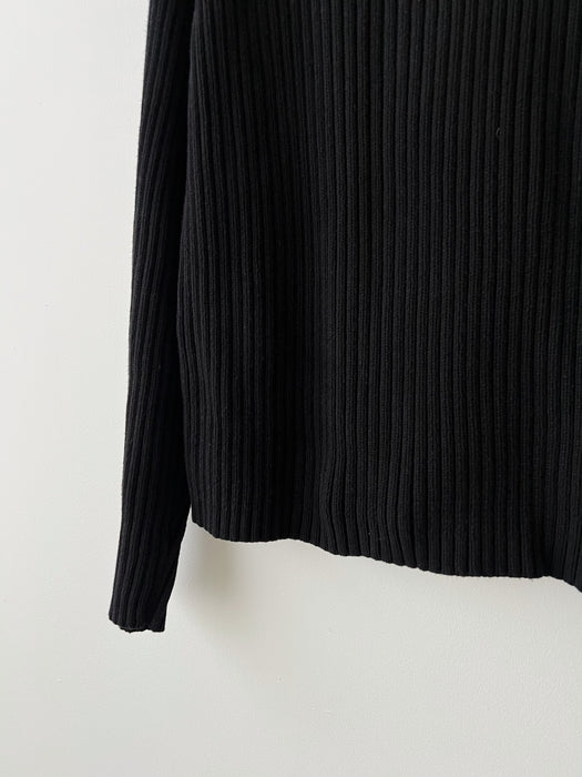 Black Ribbed Knit Turtleneck Sweater | L