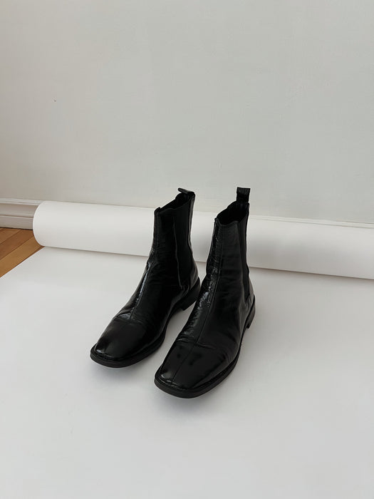 Black Patent Leather Bootie | 8.5