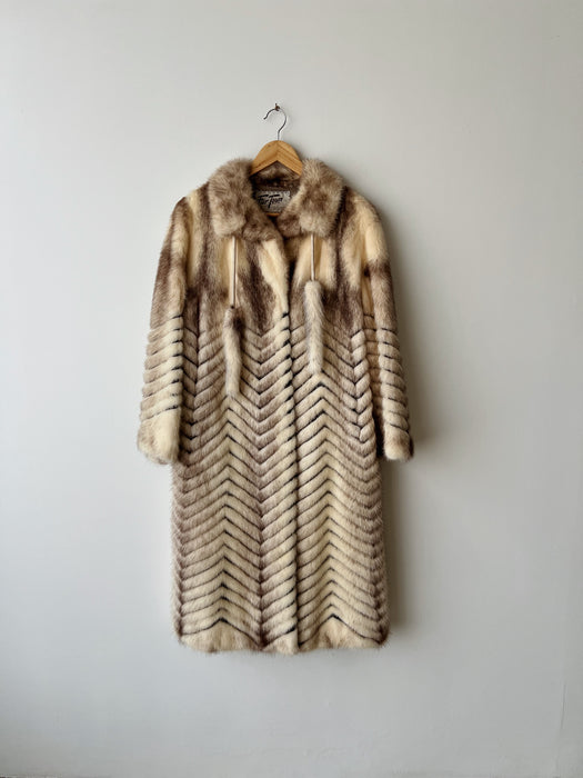 Mink Fur Chevron Coat | S