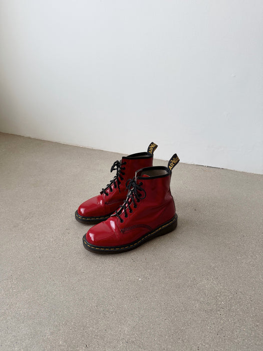 Red Patent Leather Dr Martens Boots | 9.5