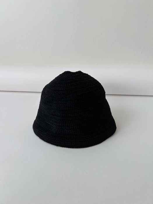 Black Knit Woven Bucket Hat