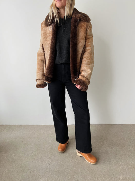 Brown Sherpa Bomber Jacket | M/L